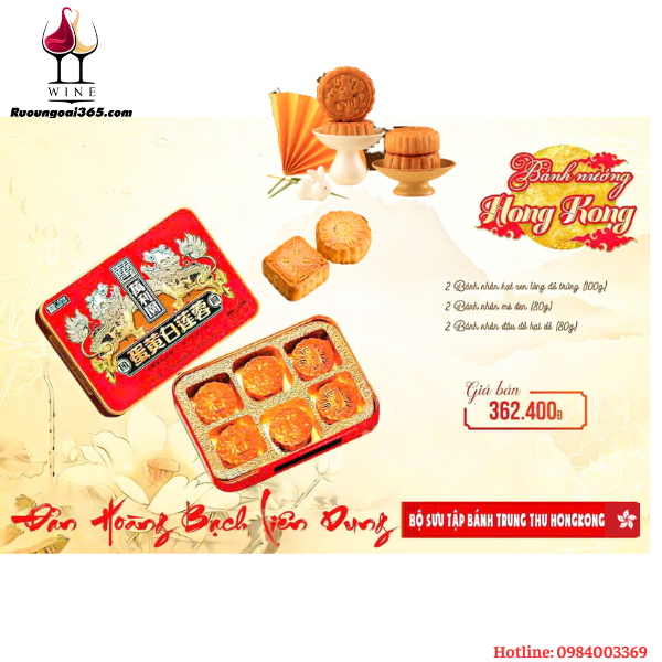Bánh Trung Thu HONGKONG - Đản Hoàng Bạch Liên Dung