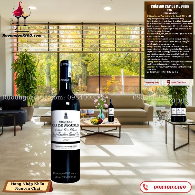 Rượu Vang Pháp CHÂTEAU CAP DE MOURLIN 2017- Rượu vang đỏ