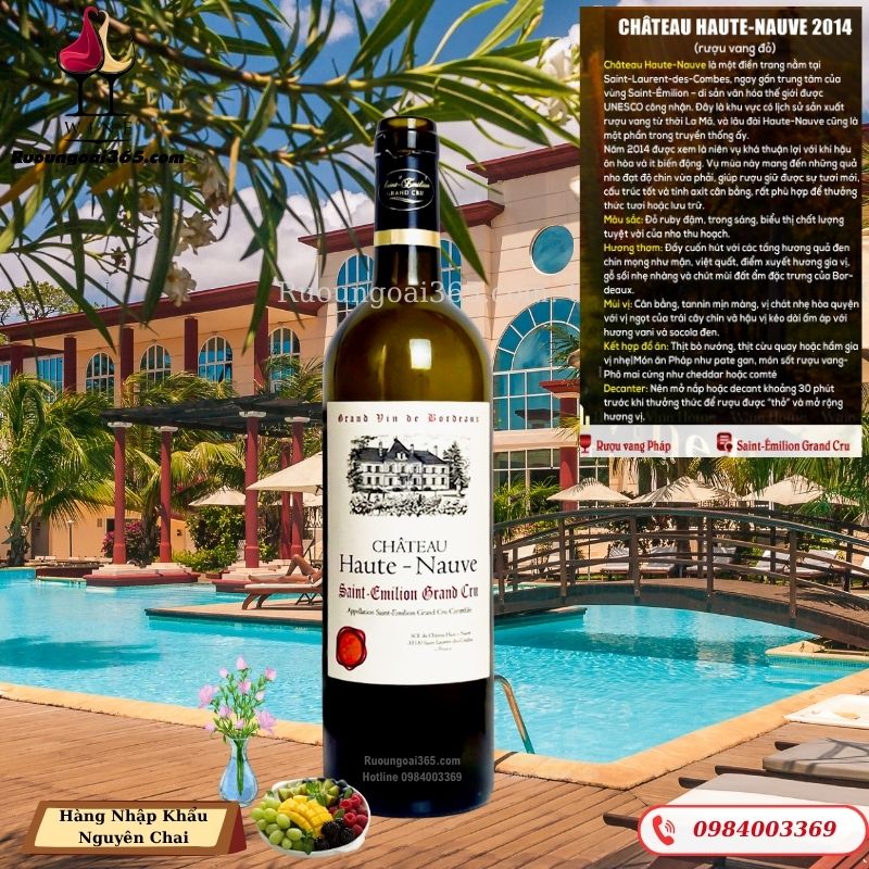Rượu Vang Pháp Château Haute - Nauve 2014 - Rượu vang đỏ