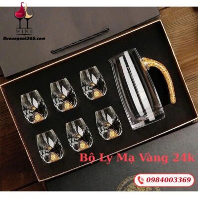 Bộ Ly Rượu MOUTAI Mạ Vàng 24k - Bộ Hộ Giấy Cao Cấp