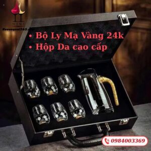 Bộ Ly Rượu MOUTAI Mạ Vàng 24k - Bộ Hộp Da Cao Cấp