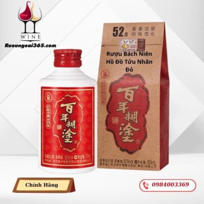 RƯỢU BÁCH NIÊN HỒ ĐỒ ĐỎ 百年陳釀紅酒 52% - NHÃN ĐỎ 