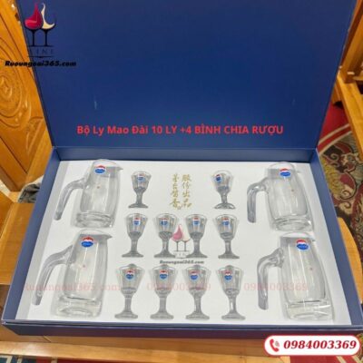 BỘ LY MAO ĐÀI 10 LY + 4 BÌNH CHIA RƯỢU HÀNG CHÍNH HÃNG GIÁ SỈ_LẺ