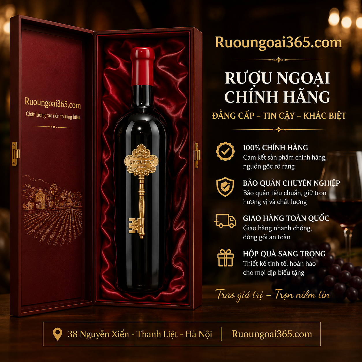 Rượu Vang Ý Segreto Puglia 16% - Chìa Khóa Vàng