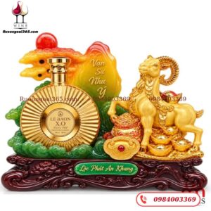 Kệ Rượu Dê Vàng Lộc Phát An Khang + Rượu XO
